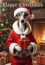 LURCHER CHRISTMAS CARD WITH A