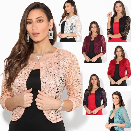 Women ladies lace shrug bolero - women,