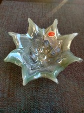 Vintage Arte Lavorazione Murano Aqua Swirl Starfish/ splash Glass Bowl