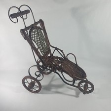 Antique Victorian Doll Pushchair Wicker 3 Wheel Dolls & Teddy Bears