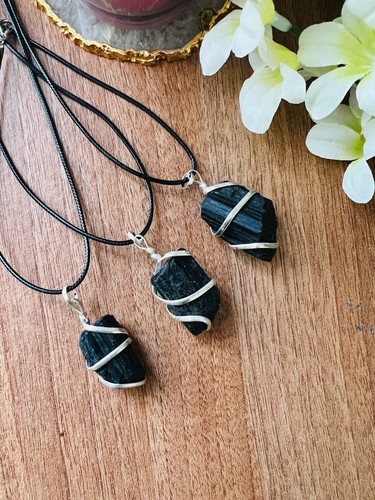 Raw black tourmaline - black, crystal
