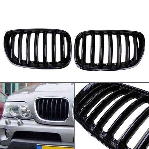 Gloss black front kidney grill - black,