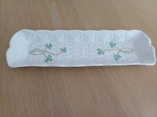 EX. COND. BELLEEK PARIAN CHINA ‘MINT TRAY' SHAMROCK DESIGN.GREEN MARK. IRELAND