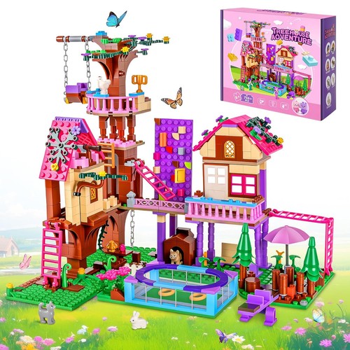 House building block set tree - building,