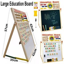 Kids Wooden Easel 6 in1 Whiteboard Blackboard Drawing Educational Activity Board