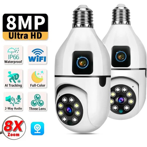 8mp e27 bulb wifi camera - 8mp,