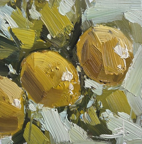 Lemon tree oil painting - tree,