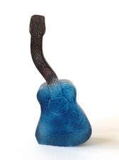 KJELL ENGMAN KOSTA BODA SIGNED BLUE GLASS GUITAR IN VGC