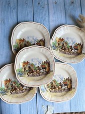 Vintage Swinnertons Cake Plates (Set of 5): English Coaching Days Hampton Ivory