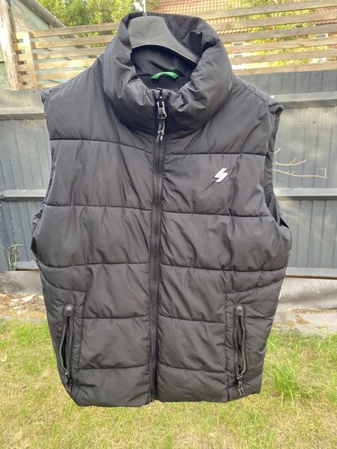 Black unisex superdry gilet - black,