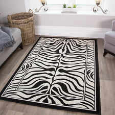 Black White Safari Fake Zebra Skin Animal Print Nature Rug Boutique Living Room