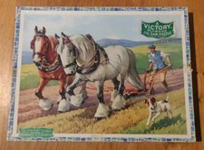 Victory Vintage Plywood Jigsaw Shire Horses Ploughing 50 Piece Animal Series 