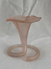 Vintage Pink Frosted Glass Vase Calla Lily Flower Design Italian Decor ✅ 1209