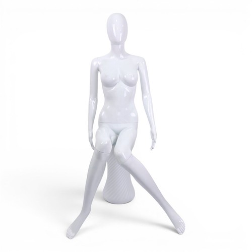 White seated female mannequin - seated,