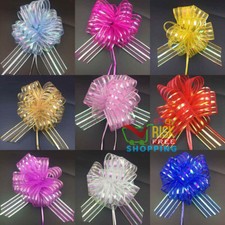 50mm Large Pom Pom Bow Organza Ribbon Pull Bows Wedding Party Decor Gift Wrap UK