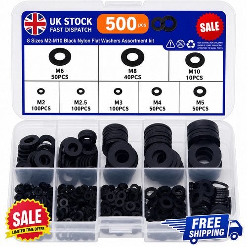 500pcs flat washers nylon - 500pcs,