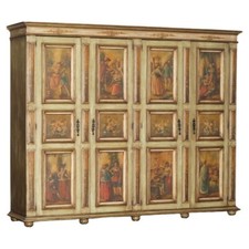 STUNNING VINTAGE OAK ITALIAN HOUSEKEEPERS CUPBOARD OR DOUBLE BANK WARDROBE