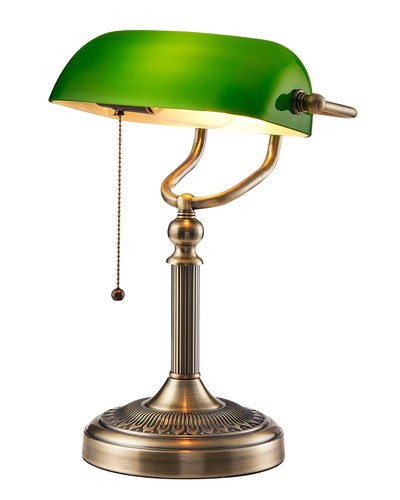 Green glass bankers desk lamp - bankers,