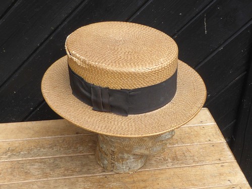 Antique straw boater - boater, hat