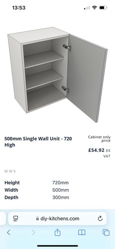 500mm white kitchen wall - white,