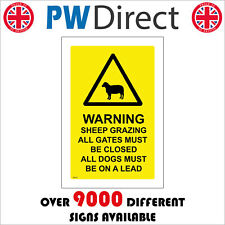 WS510 SHEEP GRAZING ALL GATES CLOSED DOGS ON A LEAD SIGN SHEEP LAMBS FIELD