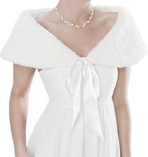 Off White Faux Fur Wedding Shrug/Bolero/Evening Wrap/Shawl/Bridal Stole