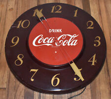 Vintage 1950s Coca Cola Coke Soda Pop 18 Inch Round Advertising Wall Clock Sign