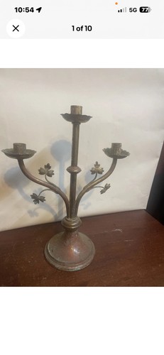 Antique copper lily pad candle - copper,