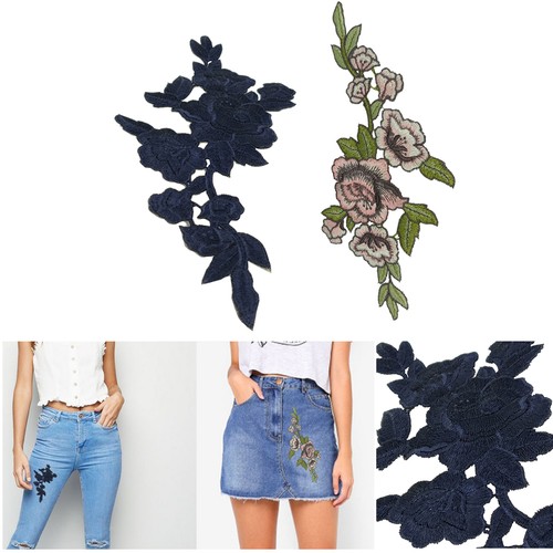 Embroidered rose floral motif - embroidered,