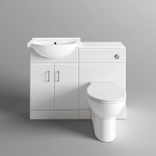 Vanity Unit Toilet WC Basin Sink Bathroom Storage Furniture 1048mm White Gloss