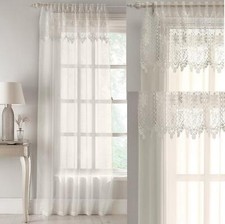 1 x KENSINGTON Macrame Design Crinkled Voile Net Curtain Tab Top Single Panel 