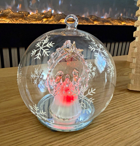 Lighted clear glass snowflake - glass,
