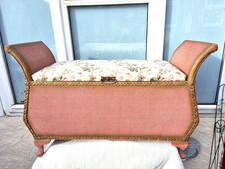 LARGE VINTAGE PINK & GOLD LLOYD LOOM STYLE OTTOMAN BLANKET BOX with HANDLES