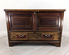 MULE CHEST Antique Oak Coffer Lift Up Lid Bottom Drawer Lock & Key FREE DELIVERY