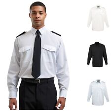 Mens Shirt Long Sleeve Pilot Police Security Guard Doorman Workwear Uniform