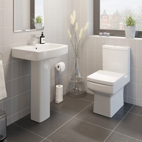 Close coupled toilet and - close, basin