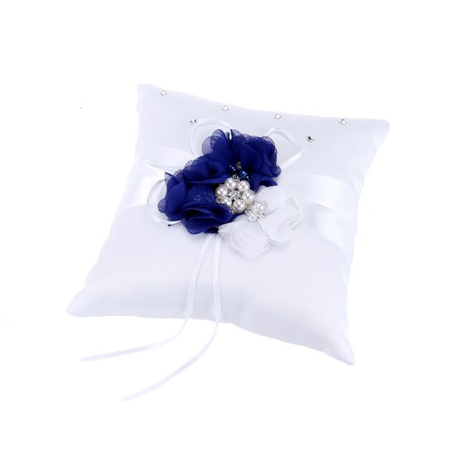 Blue wedding ring pillow with - pillow,