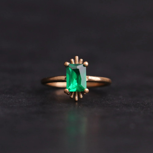 Emerald cut ring - emerald,