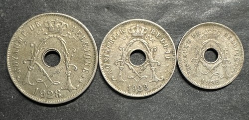Belgium 1928 lot coins - belgium,