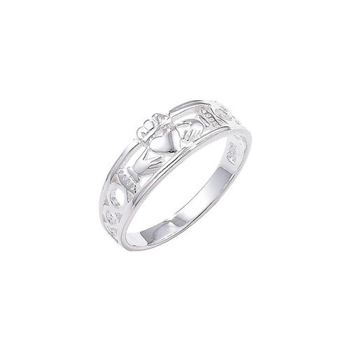 Silver celtic claddagh ring - celtic,