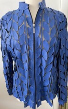 NEW DAKOTA WEST BLUE CUT OUT LEAF LAMB SKIN LEATHER JACKET.COAT,SHIRT TURKEY-xl