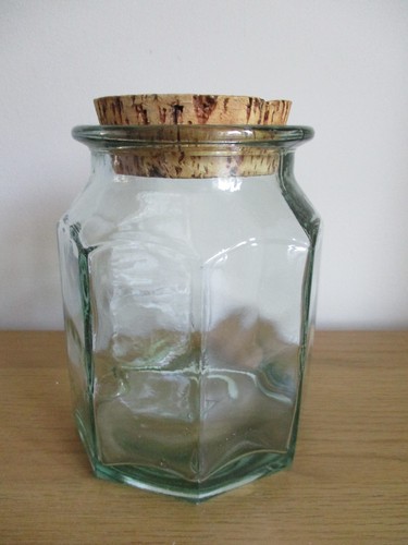 Glass jar storage hexagonal - glass,