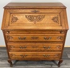 Secretaire Writing Desk Oak Rare Vintage French Louis Bureaux Cabinet LOT 4508