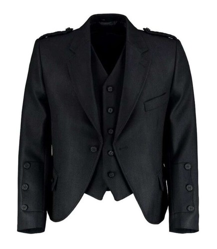 Scottish black wool - wool, argyle