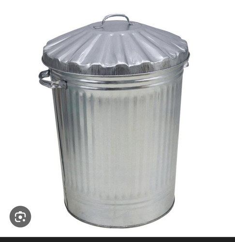 Silver metal dustbin large - silver,