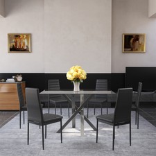 2/4/6pcs Black Faux Leather