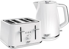 TEFAL Loft KO250140 Kettle and 4 Slice Matching TT760140 Toaster Set In WHITE