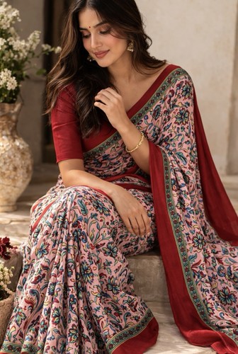 Multicolor saree printed silk - multicolor,