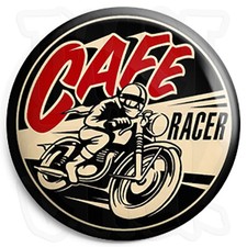 Cafe Motorbike Racer - 25mm Vintage Biker Button Badge with Fridge Magnet Option
