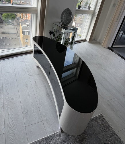 Curved black white gloss tv - curved,